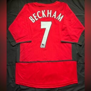 Beckham #7 2002 Man United Jersey Red Home Retro Manchester Medium